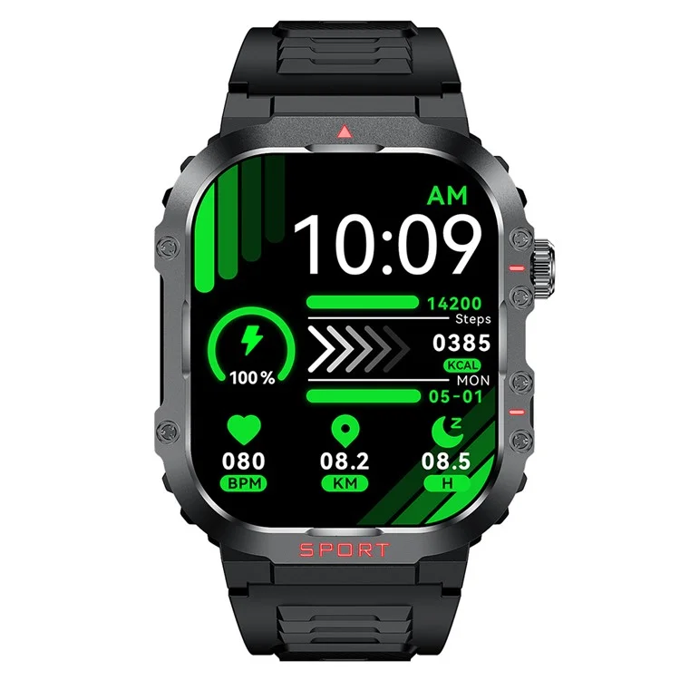 G45 1ATM Waterproof 2.01 Inch Outdoor Sports Bluetooth-compatible Call Smart Watch with Compass and Flashlight