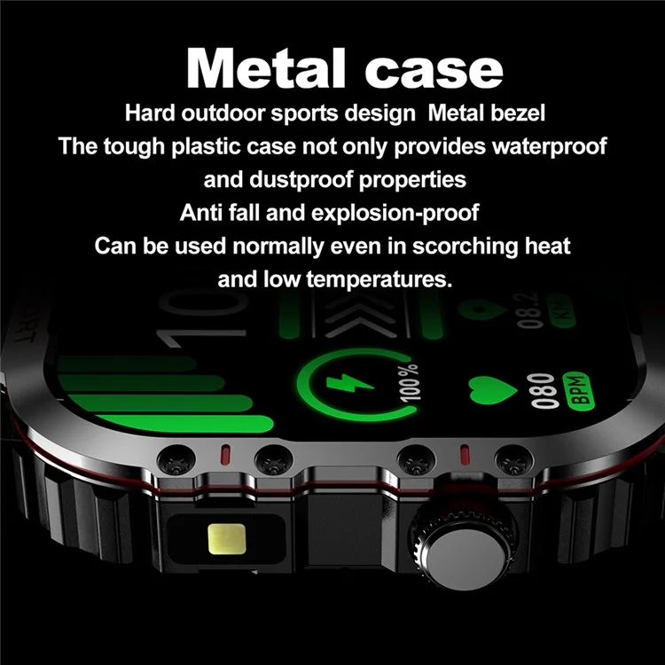 G45 1ATM Waterproof 2.01 Inch Outdoor Sports Bluetooth-compatible Call Smart Watch with Compass and Flashlight
