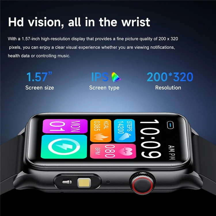 G50 1.57 Inch Smart Bracelet Fitness Tracker Bluetooth-compatible Calling Heart Rate Monitor Wristband - Black