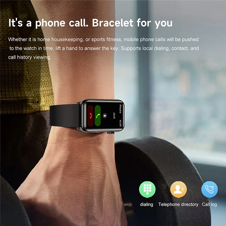 G50 1.57 Inch Smart Bracelet Fitness Tracker Bluetooth-compatible Calling Heart Rate Monitor Wristband - Black
