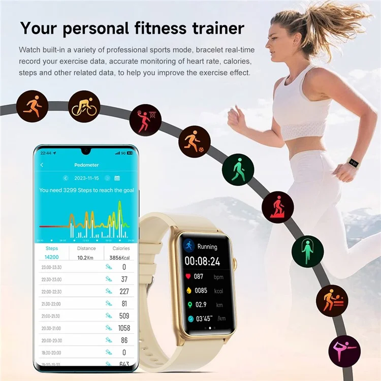 GE50 1.57 Inch Sports Wristband ECG Heart Rate Monitor Bluetooth-compatible Calling Smart Bracelet - Black
