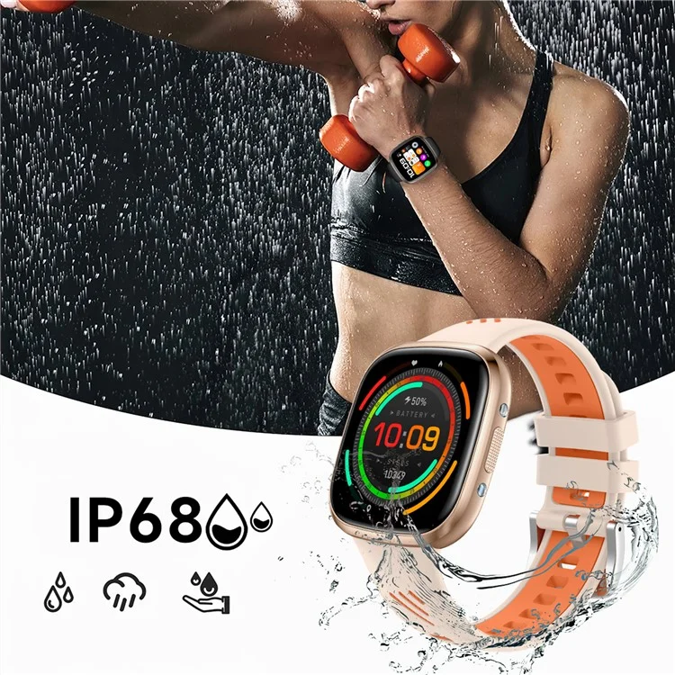 HT31 1,72 Zoll IPS-Bildschirm Bluetooth-Anruf Smartwatch Gesundheitsmonitor mit UV-Taschenlampe - Schwarz