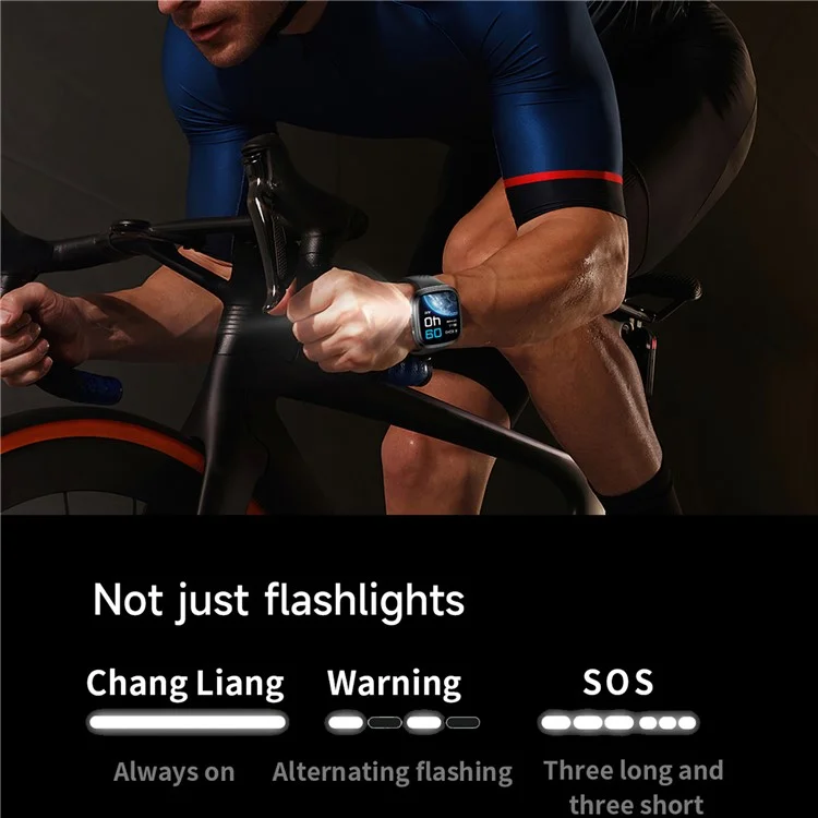 HT31 1,72 Zoll IPS-Bildschirm Bluetooth-Anruf Smartwatch Gesundheitsmonitor mit UV-Taschenlampe - Schwarz