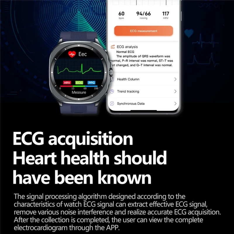 TK65 1.43 Inch ECG Blood Pressure Monitor Bluetooth-compatible Call Smart Watch Support NFC Access Control - Blue