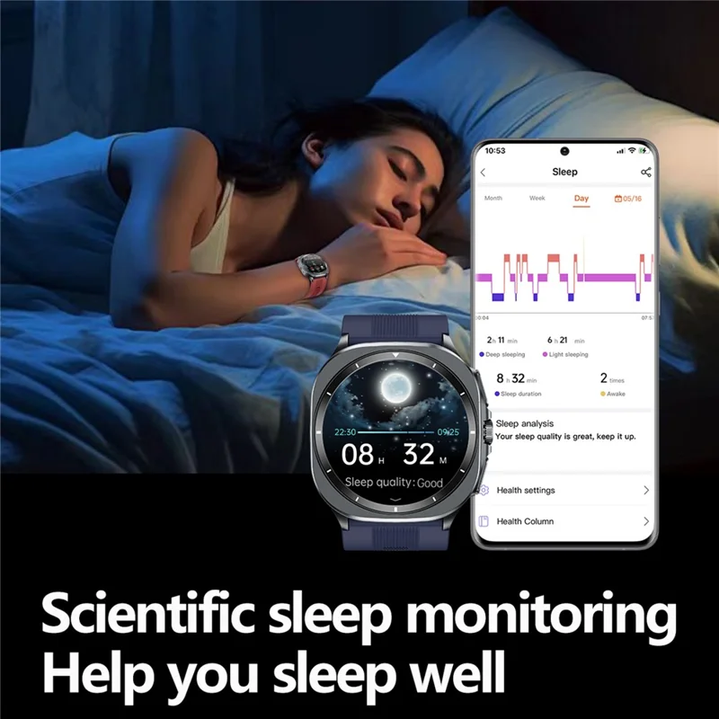 TK65 1.43 Inch ECG Blood Pressure Monitor Bluetooth-compatible Call Smart Watch Support NFC Access Control - Blue