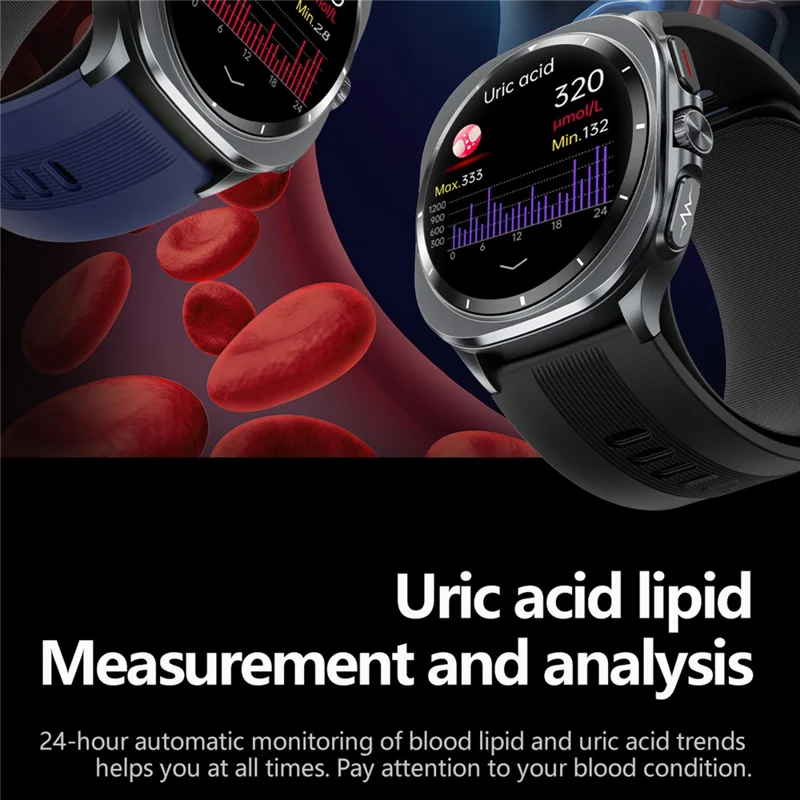 TK65 1.43 Inch ECG Blood Pressure Monitor Bluetooth-compatible Call Smart Watch Support NFC Access Control - Blue