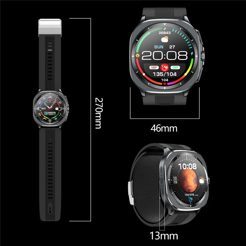 TK65 1.43 Inch ECG Blood Pressure Monitor Bluetooth-compatible Call Smart Watch Support NFC Access Control - Blue