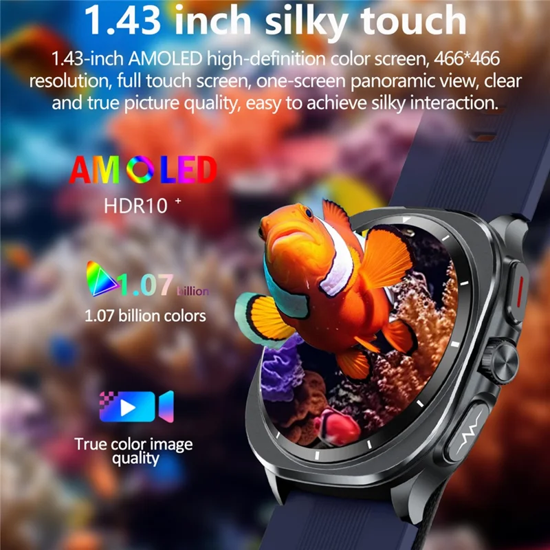 TK65 1.43 Inch ECG Blood Pressure Monitor Bluetooth-compatible Call Smart Watch Support NFC Access Control - Blue