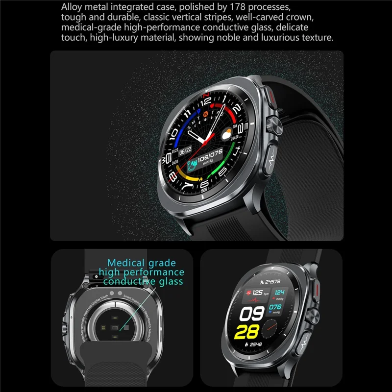 TK65 1.43 Inch ECG Blood Pressure Monitor Bluetooth-compatible Call Smart Watch Support NFC Access Control - Blue