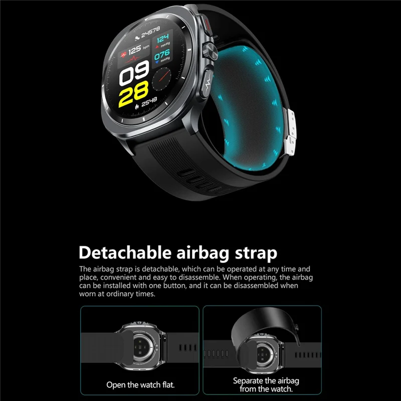 TK65 1.43 Inch ECG Blood Pressure Monitor Bluetooth-compatible Call Smart Watch Support NFC Access Control - Blue