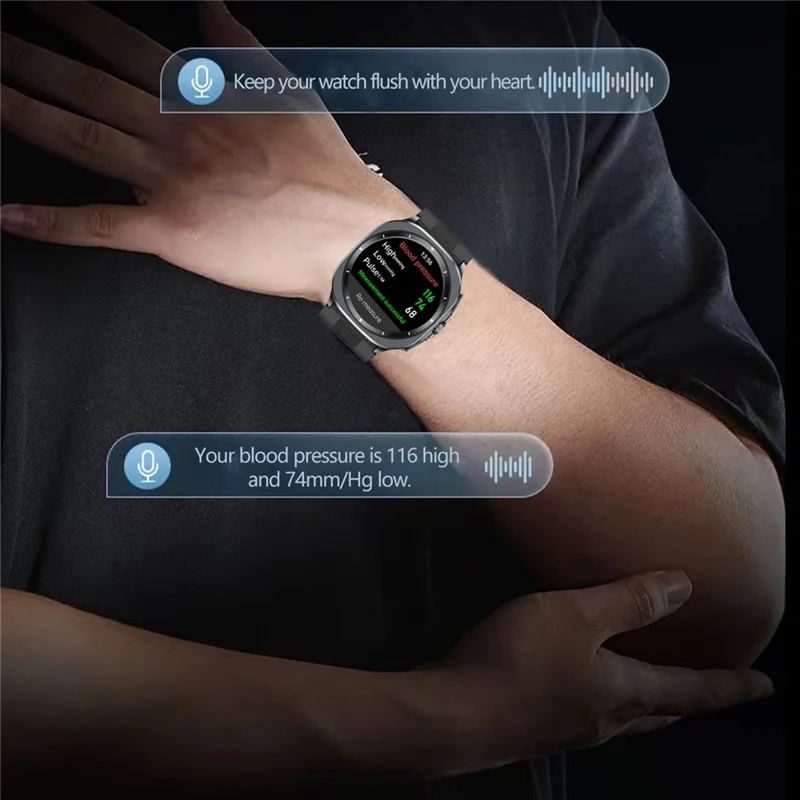 TK65 1.43 Inch ECG Blood Pressure Monitor Bluetooth-compatible Call Smart Watch Support NFC Access Control - Blue