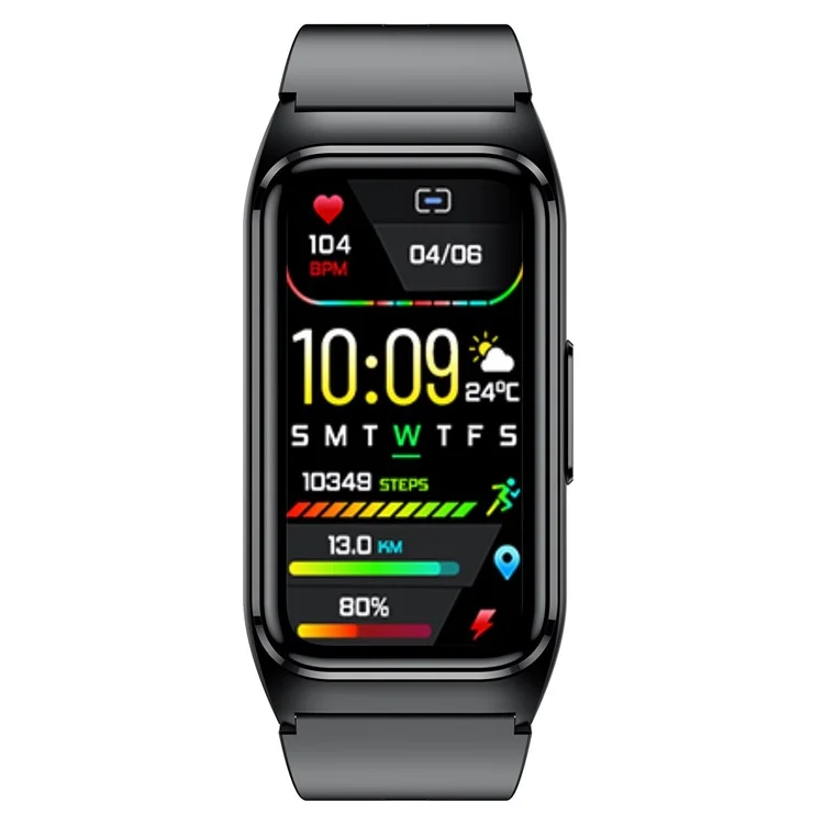 TK75 1.47 Inch Smart Bracelet Heart Rate Blood Oxygen Body Temperature Monitor Fitness Tracker - Black