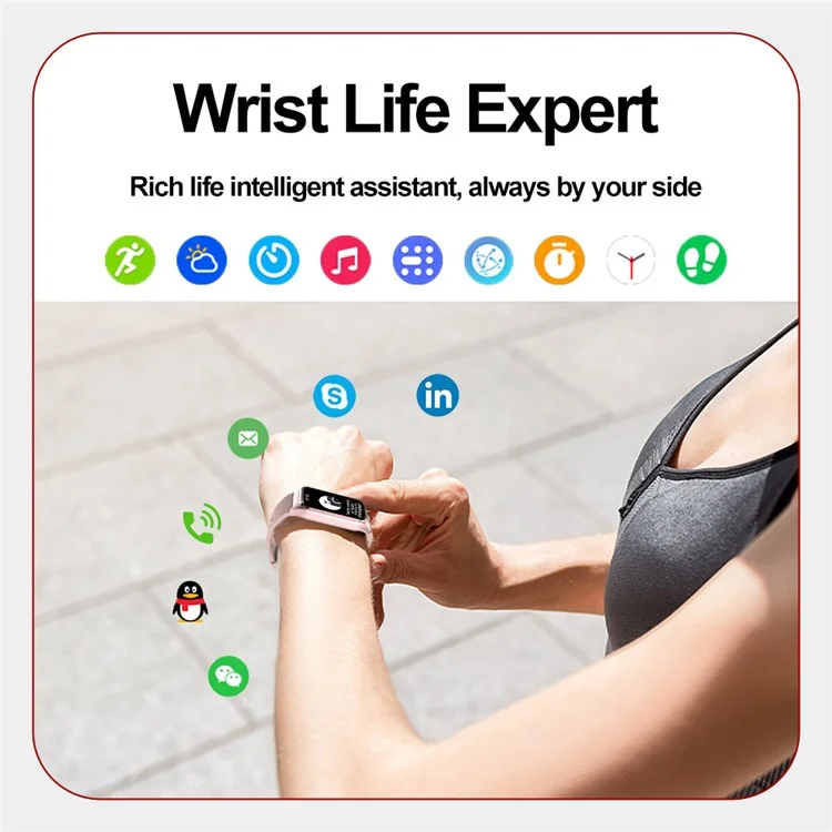 TK75 1.47 Inch Smart Bracelet Heart Rate Blood Oxygen Body Temperature Monitor Fitness Tracker - Black