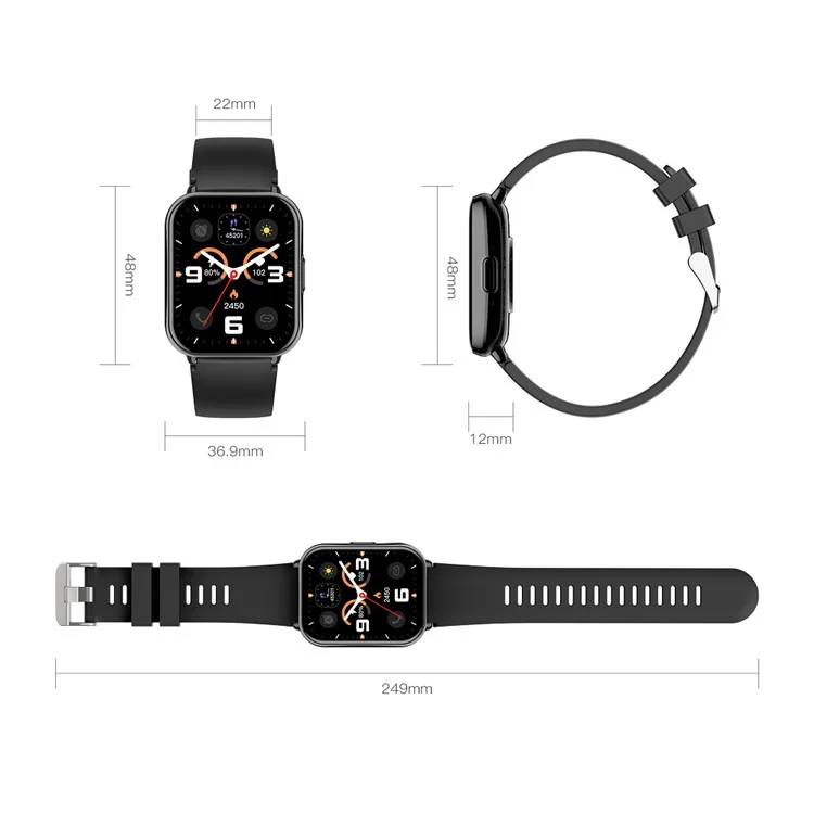 Z169 1.83 Inch Smart Watch Bluetooth-compatible Calling Heart Rate Sleep Monitor Multi Sports Tracker - Black