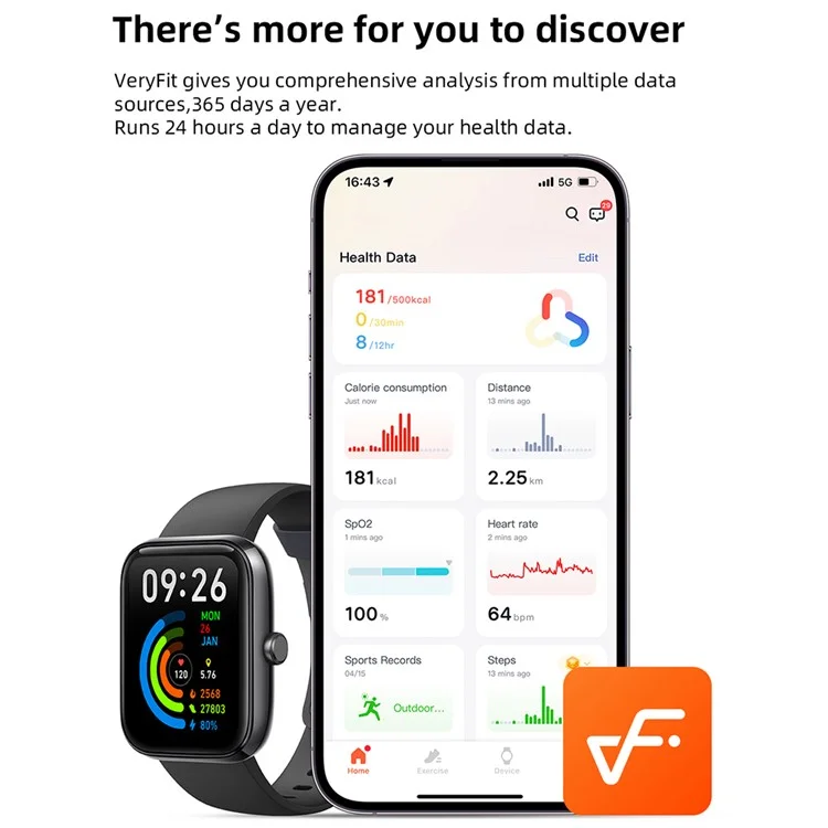IDW25 1.83 Inch Smart Watch Bluetooth-compatible Calling Multi Sport Modes for Fitness Tracking  /  Health Monitoring - Black