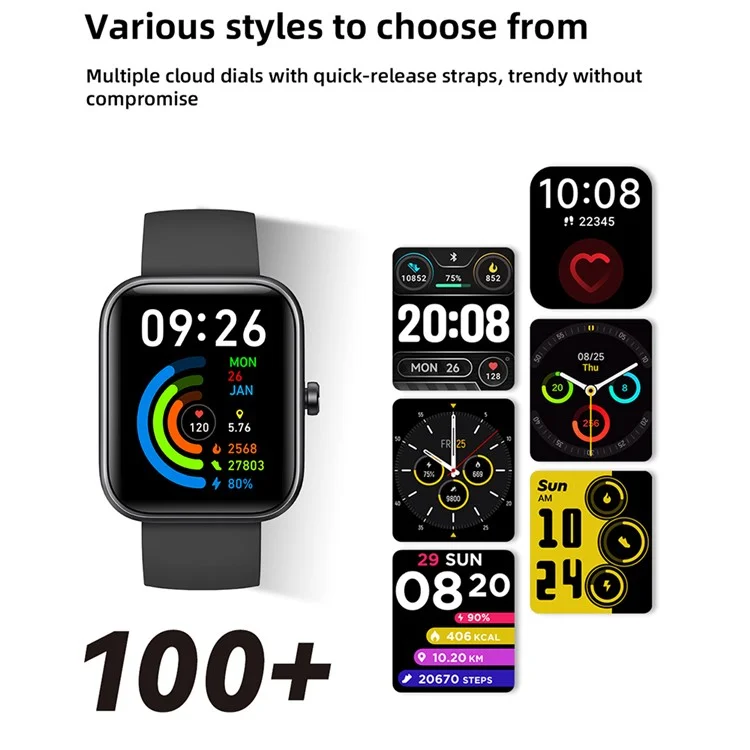 IDW25 1.83 Inch Smart Watch Bluetooth-compatible Calling Multi Sport Modes for Fitness Tracking  /  Health Monitoring - Black