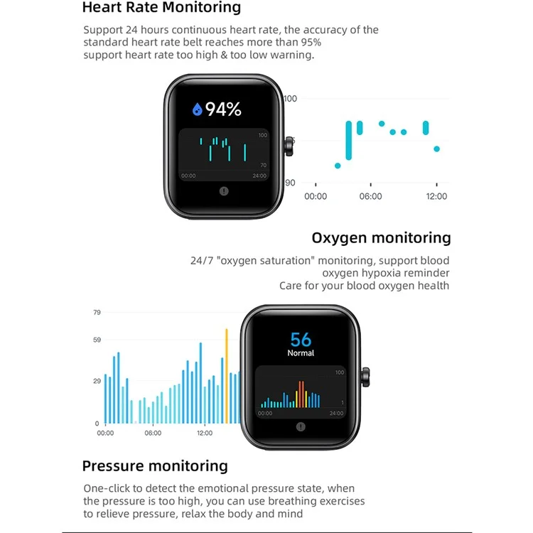 IDW25 1.83 Inch Smart Watch Bluetooth-compatible Calling Multi Sport Modes for Fitness Tracking  /  Health Monitoring - Black