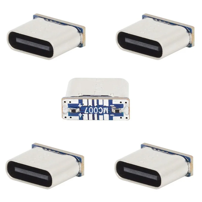 CN-037 5 Pezzi Connettore Femmina Type C Saldabile Fai-da-Te, Sostituzione del Connettore Femmina Micro-USB 5 Pin SMT DC 5V