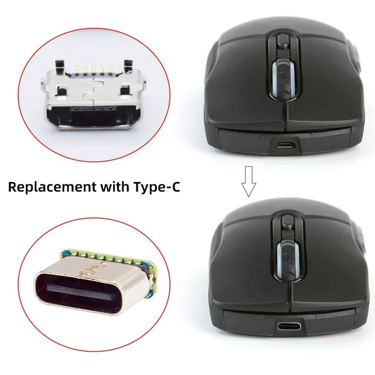 CN-037 5 Pezzi Connettore Femmina Type C Saldabile Fai-da-Te, Sostituzione del Connettore Femmina Micro-USB 5 Pin SMT DC 5V