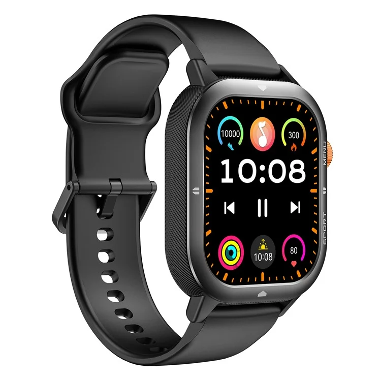 C30 Multifunction Smart Watch 1.95 Inch Large Screen 1ATM Waterproof Pedometer for Men Women Fitness Tracker - Black