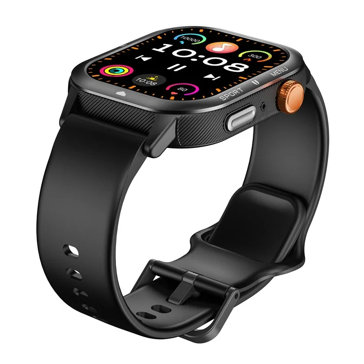 C30 Multifunction Smart Watch 1.95 Inch Large Screen 1ATM Waterproof Pedometer for Men Women Fitness Tracker - Black