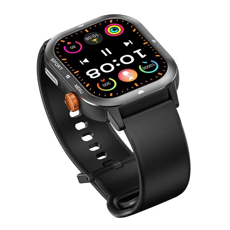 C30 Multifunction Smart Watch 1.95 Inch Large Screen 1ATM Waterproof Pedometer for Men Women Fitness Tracker - Black