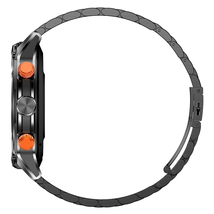 CF55 Steel Strap Men Smart Watch Heart Rate Monitor Waterproof Bluetooth-compatible Call Outdoor Sports Bracelet - Black