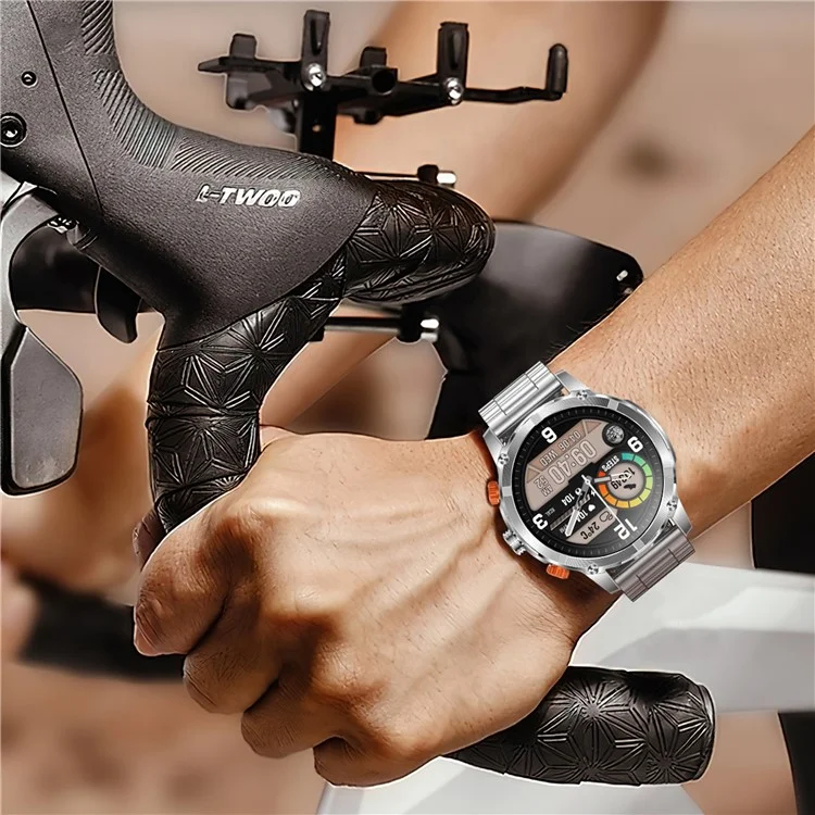 CF55 Steel Strap Men Smart Watch Heart Rate Monitor Waterproof Bluetooth-compatible Call Outdoor Sports Bracelet - Black
