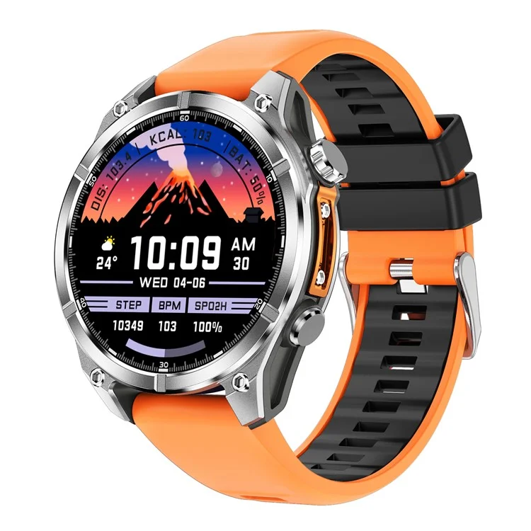 HD300 Silicone Strap Smart Watch Bluetooth-compatible Call Wireless Charging Heart Rate Blood Pressure 3ATM Waterproof Watch - Orange