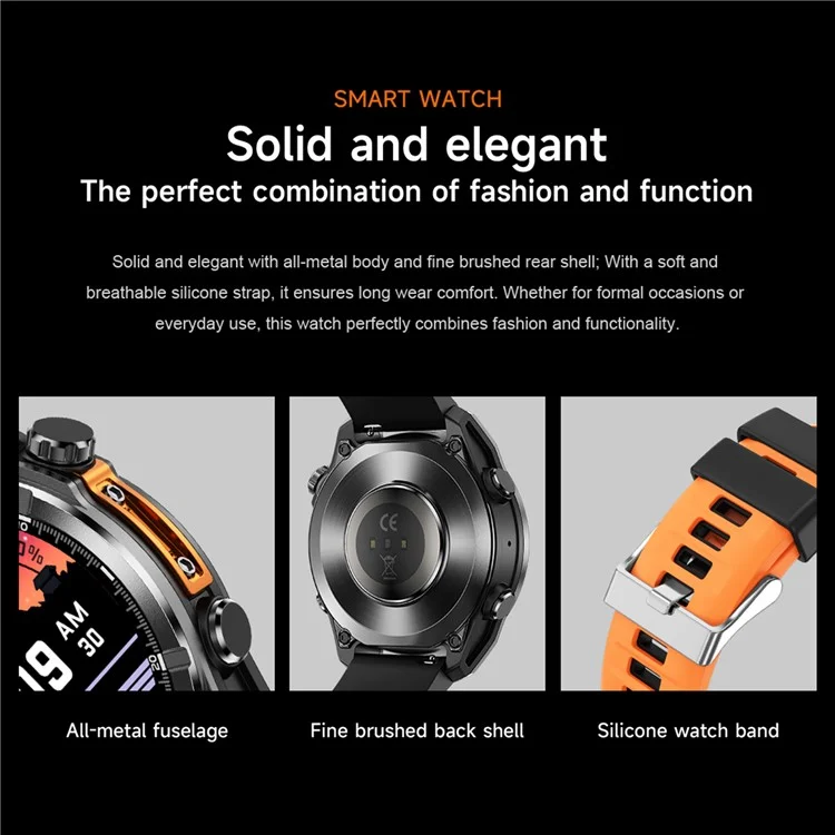 HD300 Silicone Strap Smart Watch Bluetooth-compatible Call Wireless Charging Heart Rate Blood Pressure 3ATM Waterproof Watch - Orange
