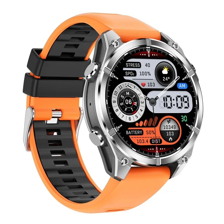 HD300 Silicone Strap Smart Watch Bluetooth-compatible Call Wireless Charging Heart Rate Blood Pressure 3ATM Waterproof Watch - Orange