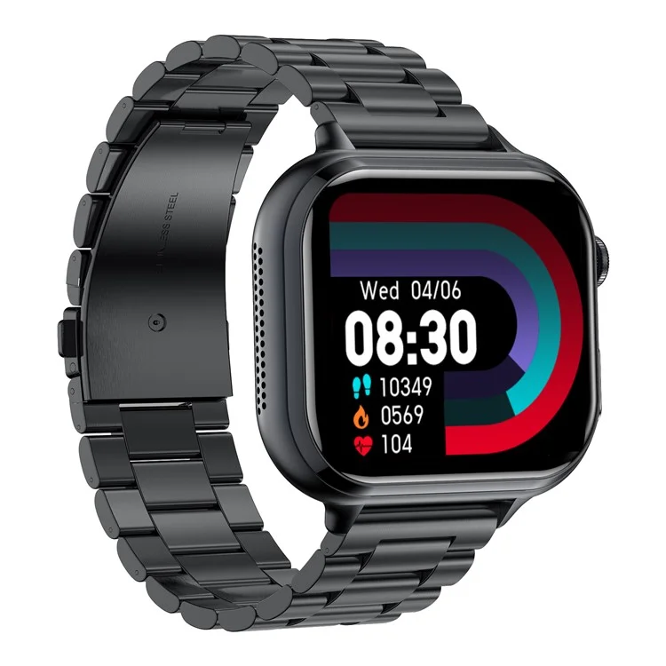 TK17 Smartwatch con Cinturino in Acciaio da 1,91 Pollici con Chiamata Bluetooth, Monitoraggio ECG, Salute, Impermeabile, Contapassi Sportivo - Nero