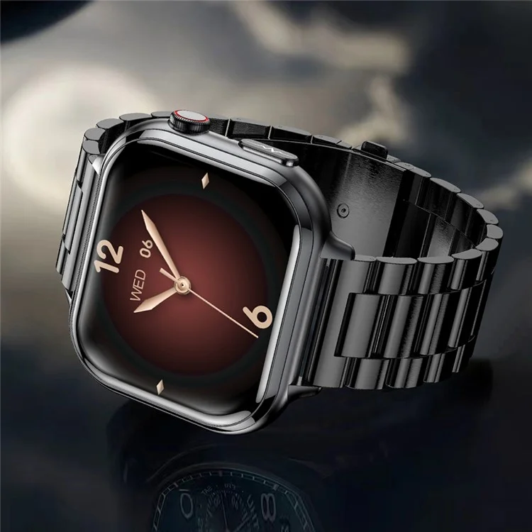 TK17 Smartwatch con Cinturino in Acciaio da 1,91 Pollici con Chiamata Bluetooth, Monitoraggio ECG, Salute, Impermeabile, Contapassi Sportivo - Nero