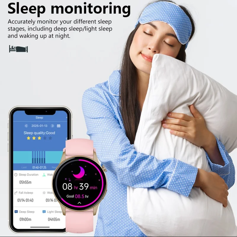 Y85 Smart Watch AMOLED Display Bluetooth-compatible Calling Temperature Blood Pressure Sleep Monitor Watch - Blue
