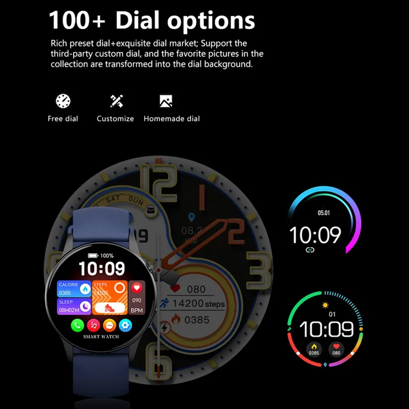 Y85 Smart Watch AMOLED Display Bluetooth-compatible Calling Temperature Blood Pressure Sleep Monitor Watch - Blue