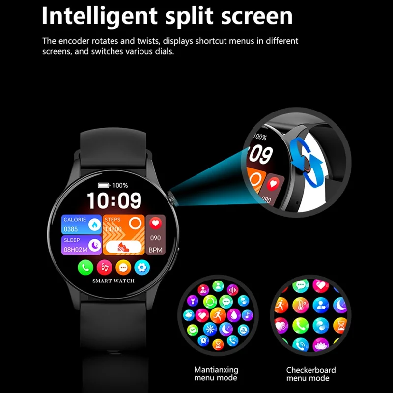 Y85 Smart Watch AMOLED Display Bluetooth-compatible Calling Temperature Blood Pressure Sleep Monitor Watch - Blue