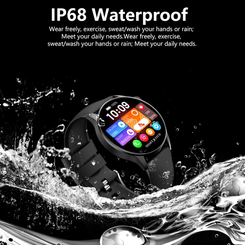 Y85 Smart Watch AMOLED Display Bluetooth-compatible Calling Temperature Blood Pressure Sleep Monitor Watch - Blue