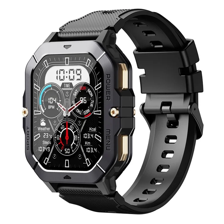 C28 Écran TFT de 2,02 pouces Tracker Sportif Multifonction Extérieur avec Surveillance du Rythme Cardiaque Montre Intelligente - Noir