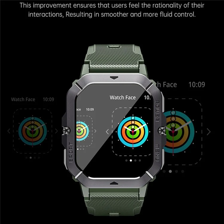 C28 Écran TFT de 2,02 pouces Tracker Sportif Multifonction Extérieur avec Surveillance du Rythme Cardiaque Montre Intelligente - Noir