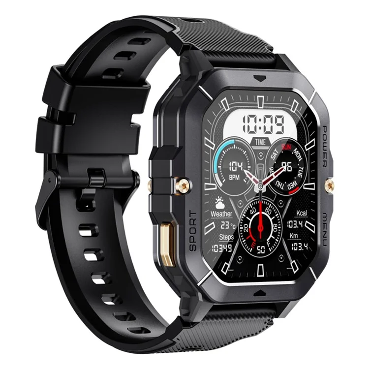 C28 Écran TFT de 2,02 pouces Tracker Sportif Multifonction Extérieur avec Surveillance du Rythme Cardiaque Montre Intelligente - Noir