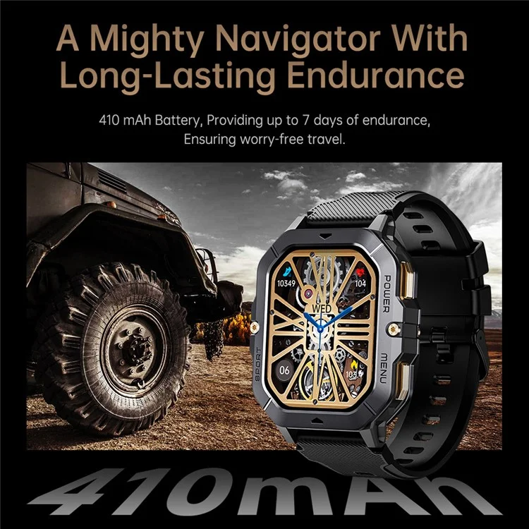 C28 Écran TFT de 2,02 pouces Tracker Sportif Multifonction Extérieur avec Surveillance du Rythme Cardiaque Montre Intelligente - Noir