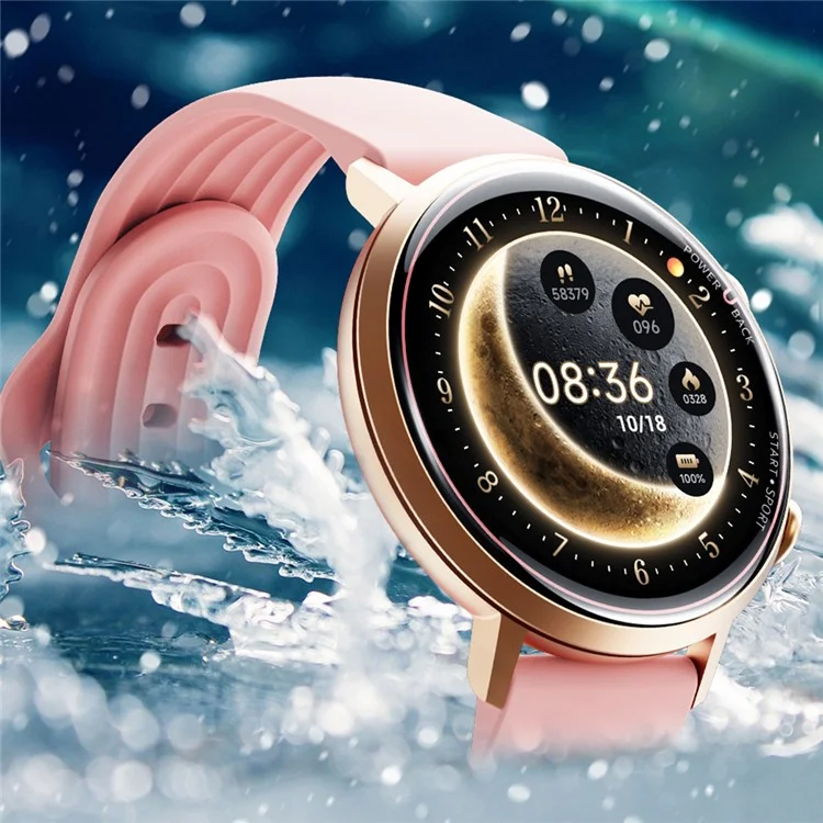 W2 Smart Watch for Women 1.32 Inch AMOLED Screen Health Tracking 5 ATM Waterproof Fitness Tracker - Pink