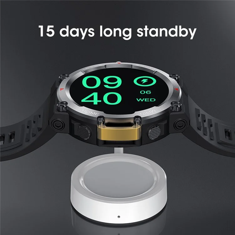 Bulk-Einkauf RUN2 1,5 Zoll Smartwatch Gesundheitsmonitor Bluetooth-kompatibel Anrufe Fitness-Tracker - Schwarz