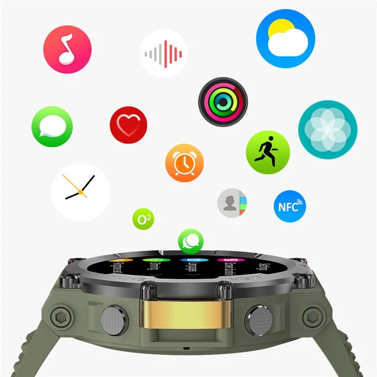 Bulk-Einkauf RUN2 1,5 Zoll Smartwatch Gesundheitsmonitor Bluetooth-kompatibel Anrufe Fitness-Tracker - Schwarz