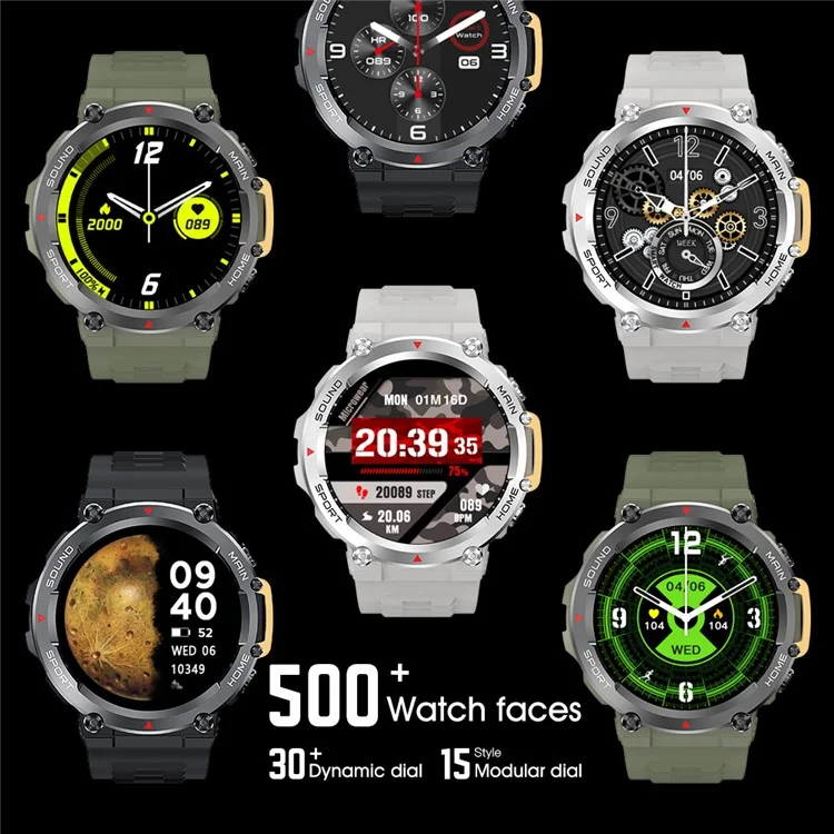 Bulk-Einkauf RUN2 1,5 Zoll Smartwatch Gesundheitsmonitor Bluetooth-kompatibel Anrufe Fitness-Tracker - Schwarz
