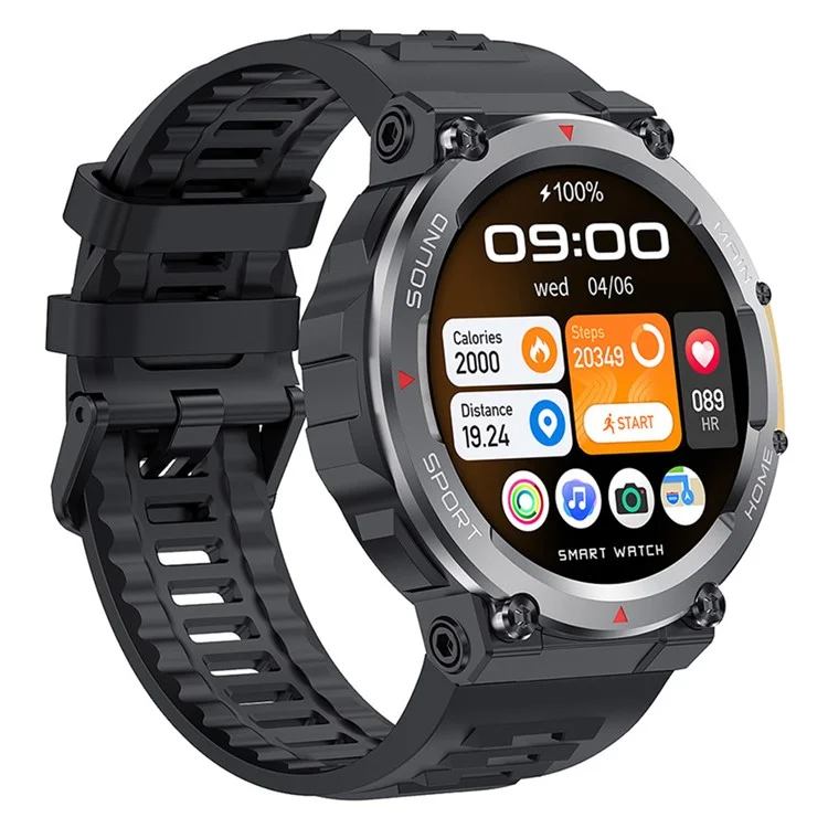 Bulk-Einkauf RUN2 1,5 Zoll Smartwatch Gesundheitsmonitor Bluetooth-kompatibel Anrufe Fitness-Tracker - Schwarz