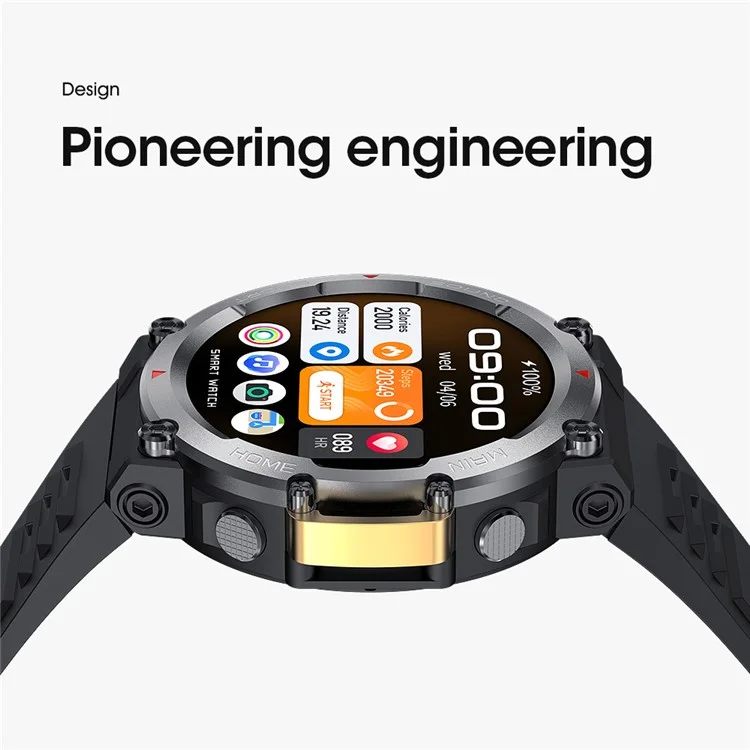 Bulk-Einkauf RUN2 1,5 Zoll Smartwatch Gesundheitsmonitor Bluetooth-kompatibel Anrufe Fitness-Tracker - Schwarz