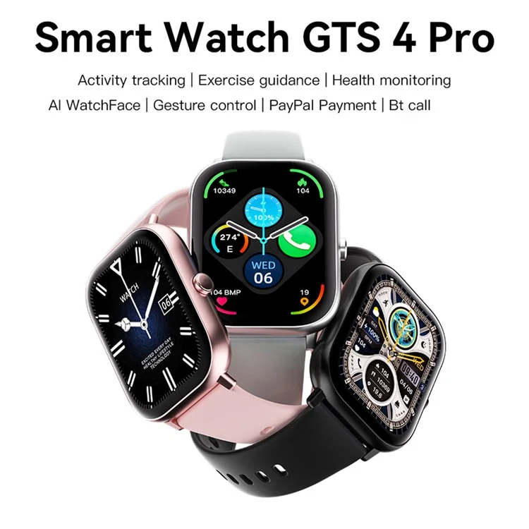 Bulk Purchasing GTS4pro 2.06 Inch Smart Watch Health Monitor BT Call Fitness Tracker GPS Sports Bracelet - Black