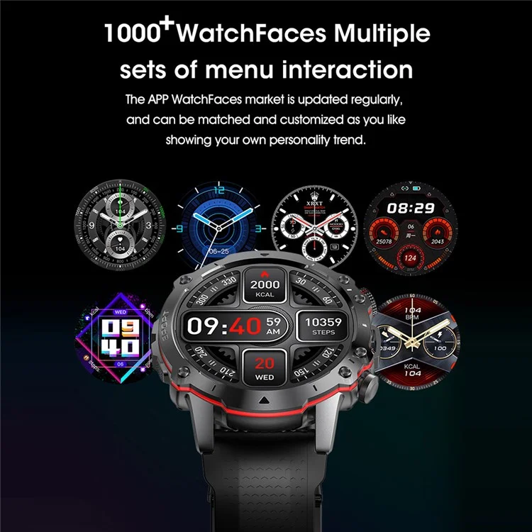 Compra em Bulk RUN8 Smartwatch de 1,55 Polegadas com Monitor de Saúde, Chamadas via Bluetooth, GPS e Rastreamento Esportivo - Preto