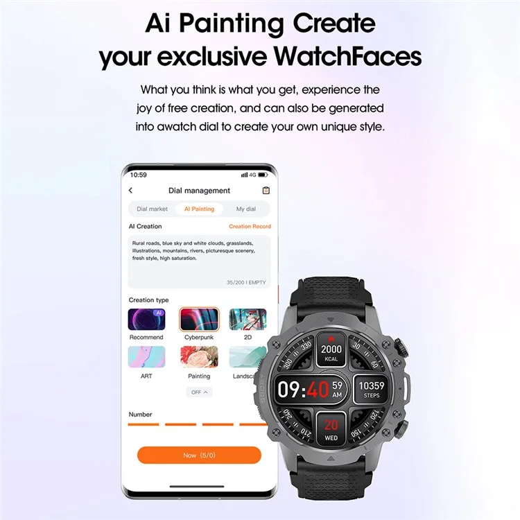 Compra em Bulk RUN8 Smartwatch de 1,55 Polegadas com Monitor de Saúde, Chamadas via Bluetooth, GPS e Rastreamento Esportivo - Preto